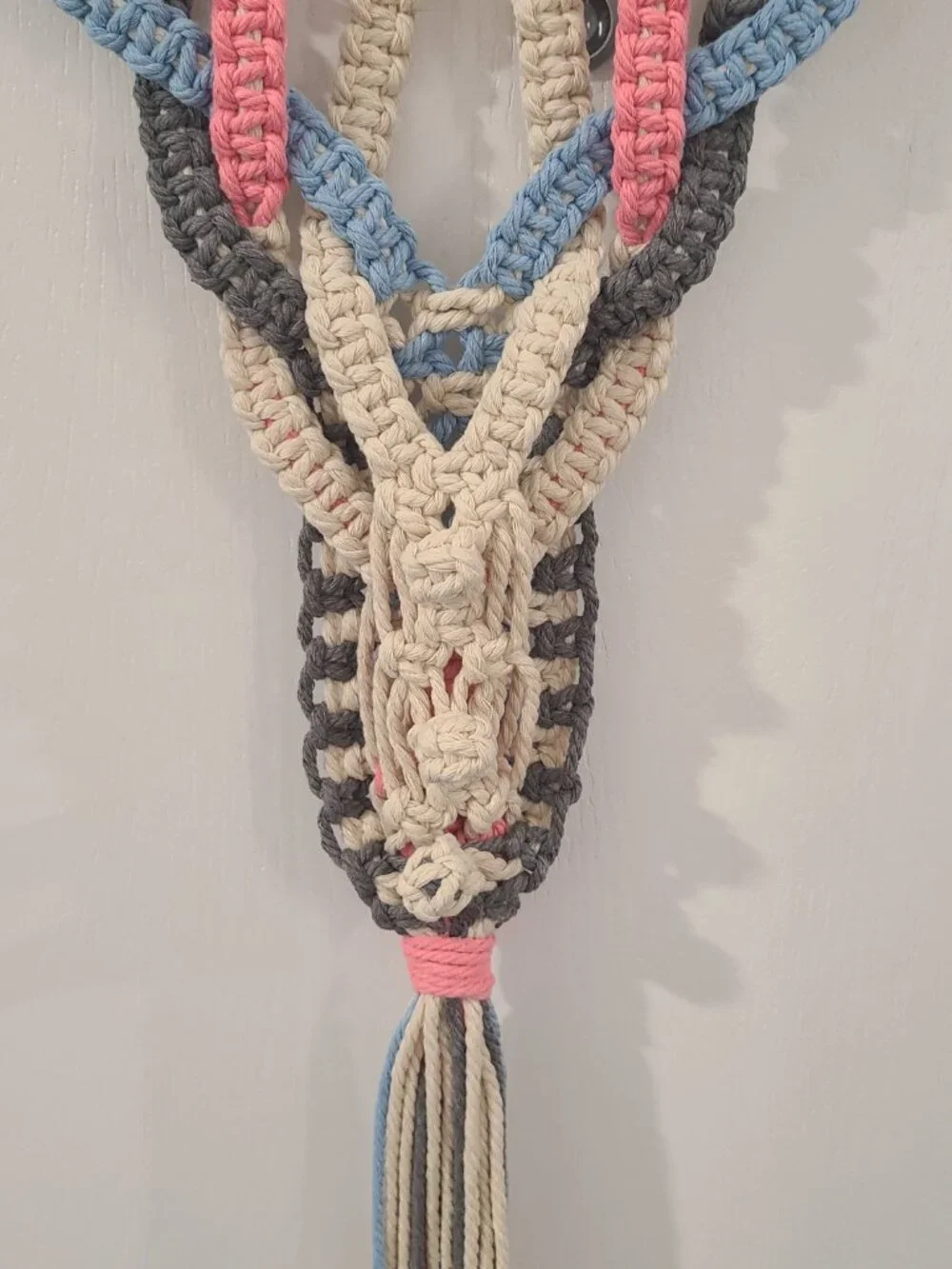 Macrame Wall Hanging Custom 12x26 Handmade Natural Brown Blue Pink Boho Decor